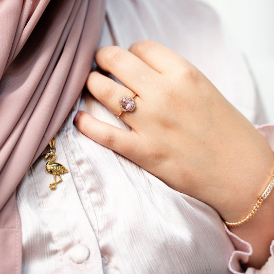 I Am Blossoming Oval PINK Zirconia Ring - HARMA