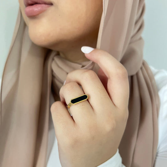 Harma jewelry vogue collection 24k gold plated Alluring Black Hexagon Ring