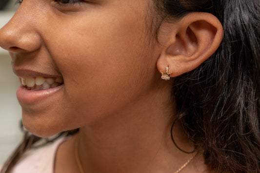 Harma Girls 18k gold plated Own your Crown Hoop Earrings