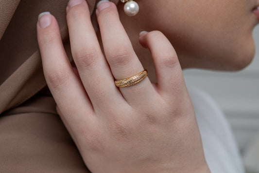 Harma Jewelry 18k gold plated dawn collection Beyond the Horizon Zirconia Ring