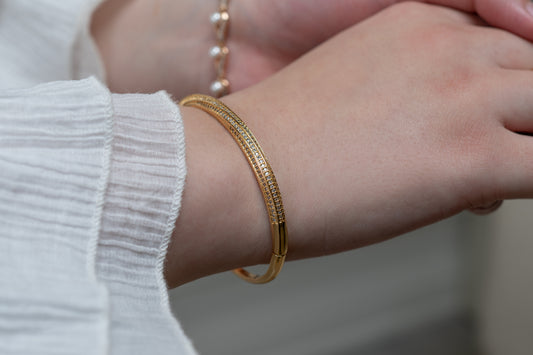 Harma jewelry dawn collection 18k gold plated Beyond the Horizon Zirconia Bangle Bracelet