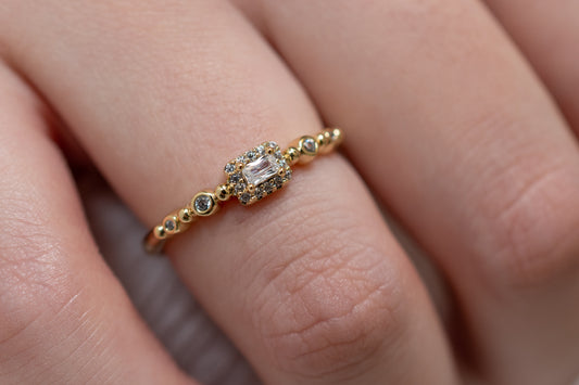 Harma jewelry 14k gold plated Sideways Baguette Dawn Zirconia Ring