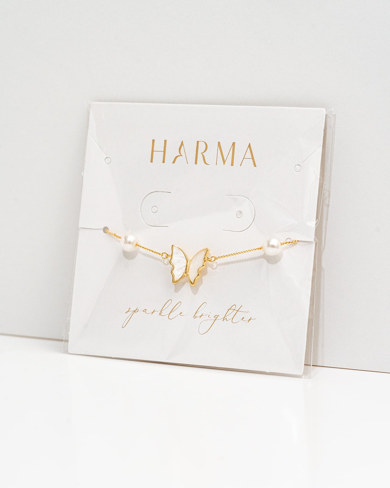 Harma Jewelry Gold plated Enchanted Butterfly Pearl Bracelet