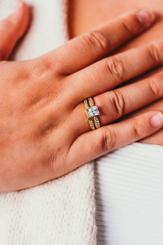 Harma Jewelry Golden Grace Princess cut Ring Set