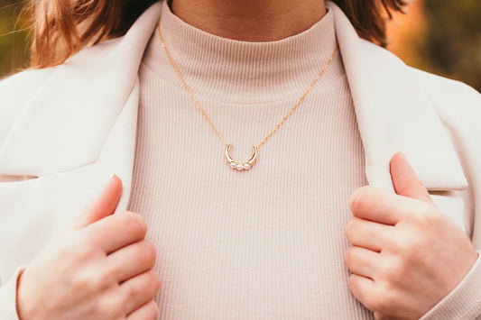 Harma jewelry gold plated Humble Pearl Crescent Necklace