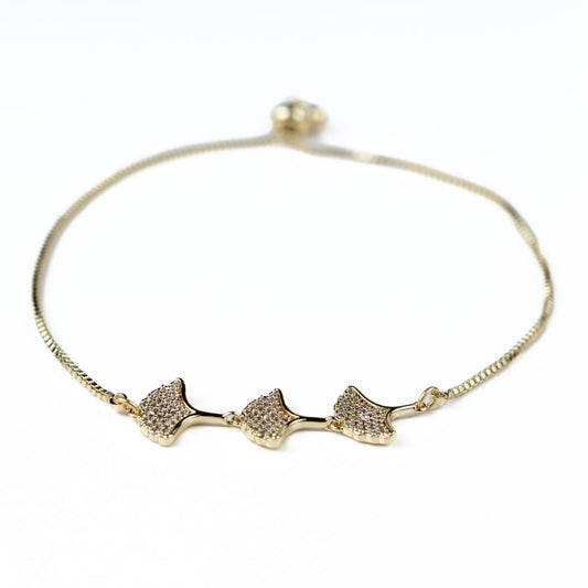 Floral Petals Zirconia Adjustable Bolo Bracelet