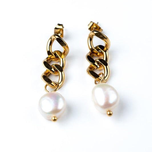 harma jewelry 24k gold plated Curb Chain Link Stud Earrings