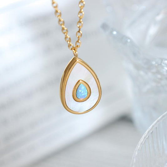 harma jewelry 18k gold plated Pure Seashell tear drop Droplet Necklace