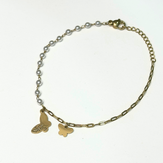Fluttering Butterflies Link Pearl Bracelet - HARMA