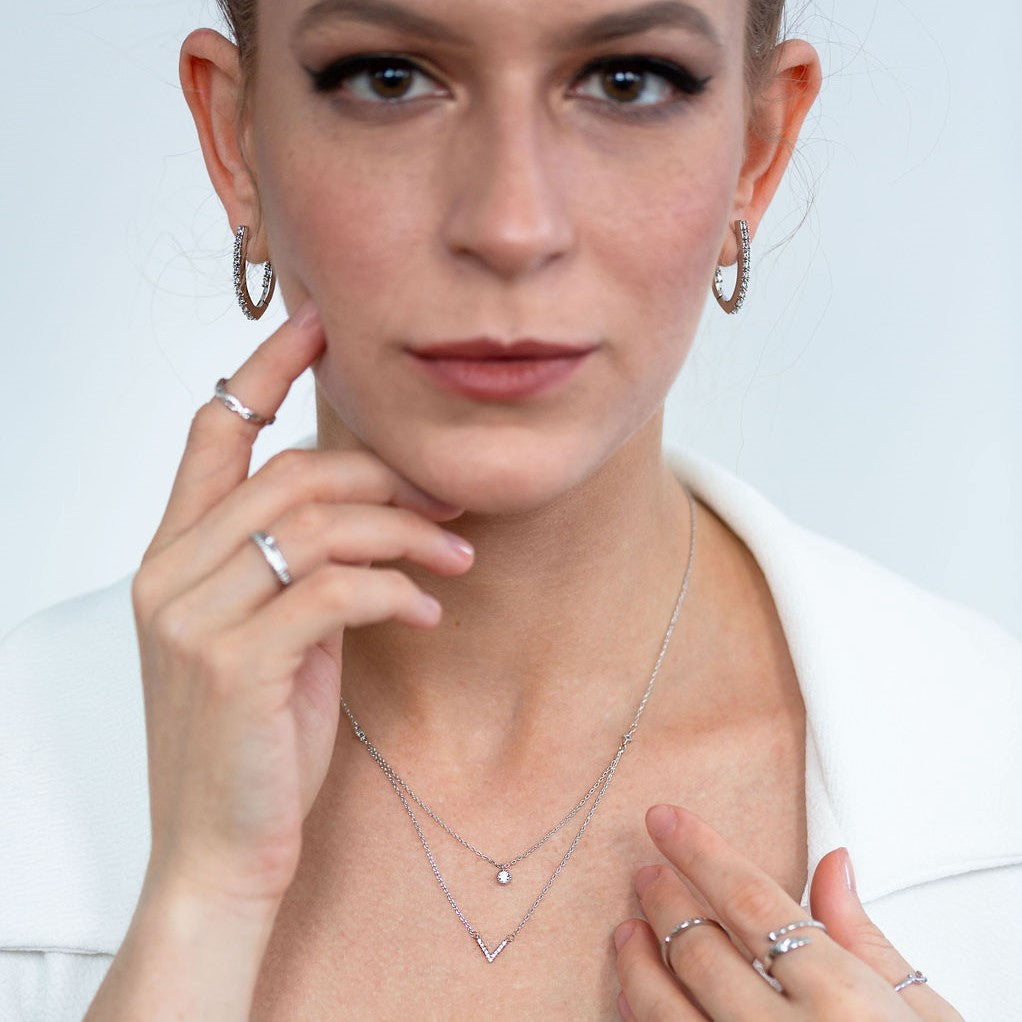 Inside-Out Platinum V Huggie Earrings