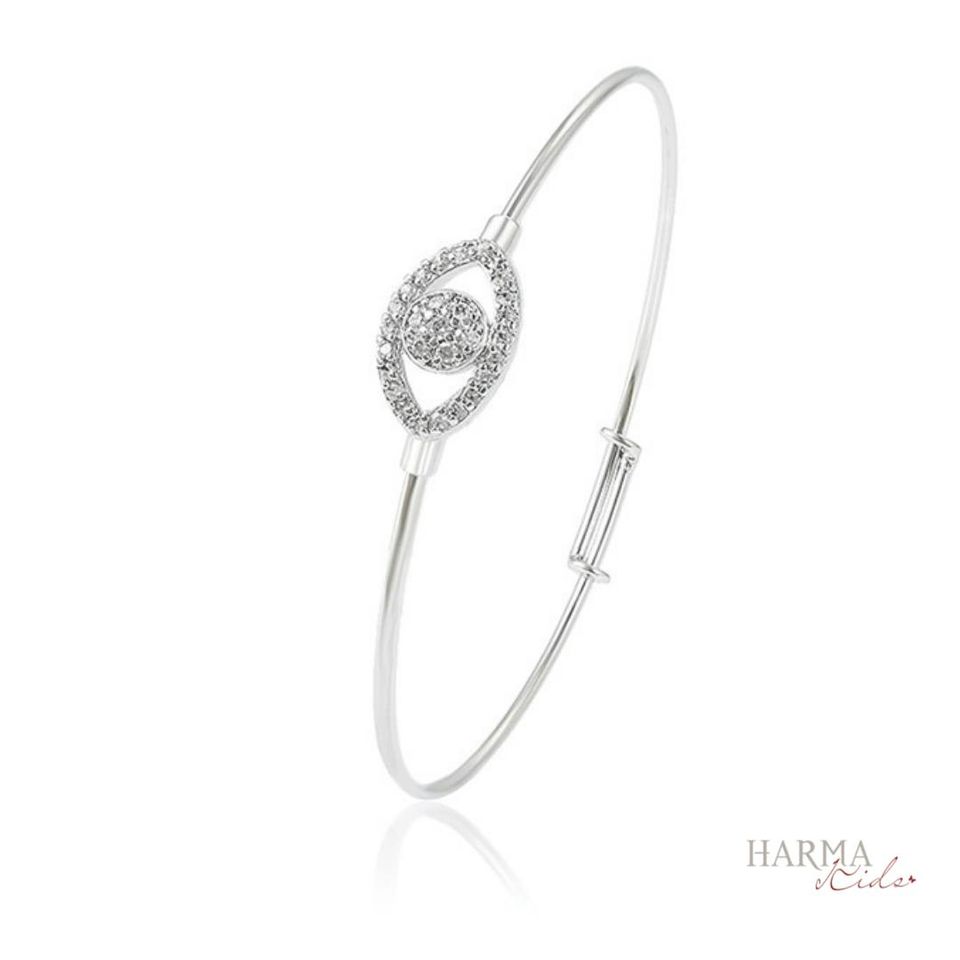 Harma Jewelry Apple of my Eye Zirconia Adjustable Bracelet - everyday minimalist 18K gold plated bracelet for women