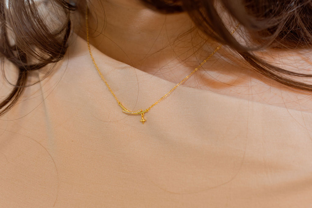I Am Guided Sparkle Sterling Silver Zirconia Necklace - HARMA