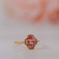 Harma Jewelry I Am Blossoming Oval PINK Zirconia Ring - self-care pink 18K gold plated rings for women
