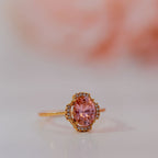 Harma Jewelry I Am Blossoming Oval PINK Zirconia Ring - self-care pink 18K gold plated rings for women