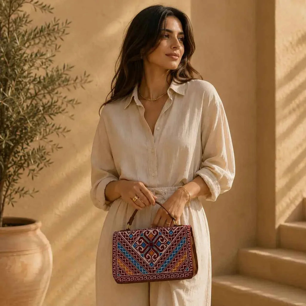 Palestinian Tatreez Crossbody Bag – Handmade Embroidered Shoulder Purse