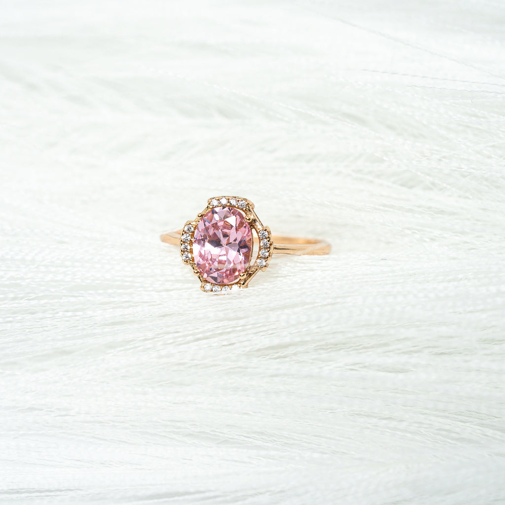 I Am Blossoming Oval PINK Zirconia Ring - HARMA