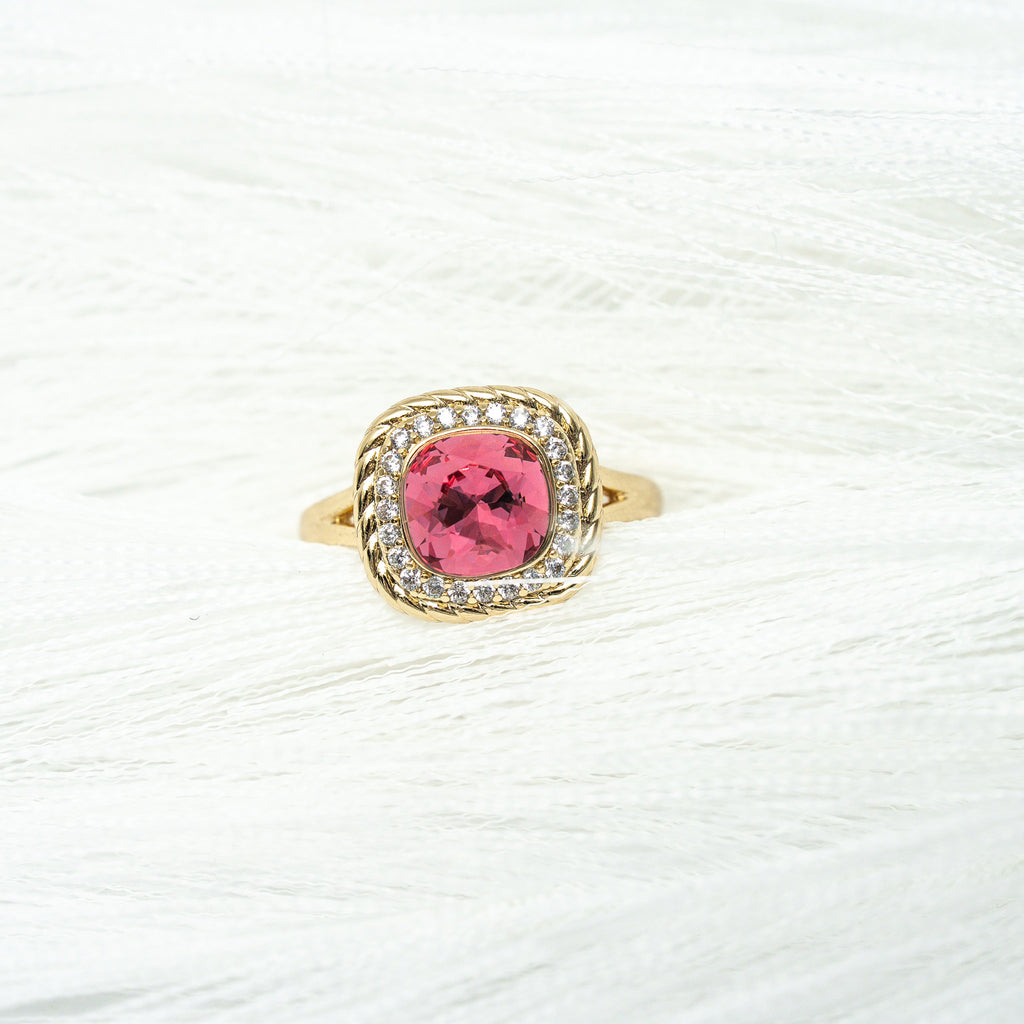 Harma Jewelry I Am Unshakable PINK Crystal Ring - self-care pink 18K gold plated rings for women