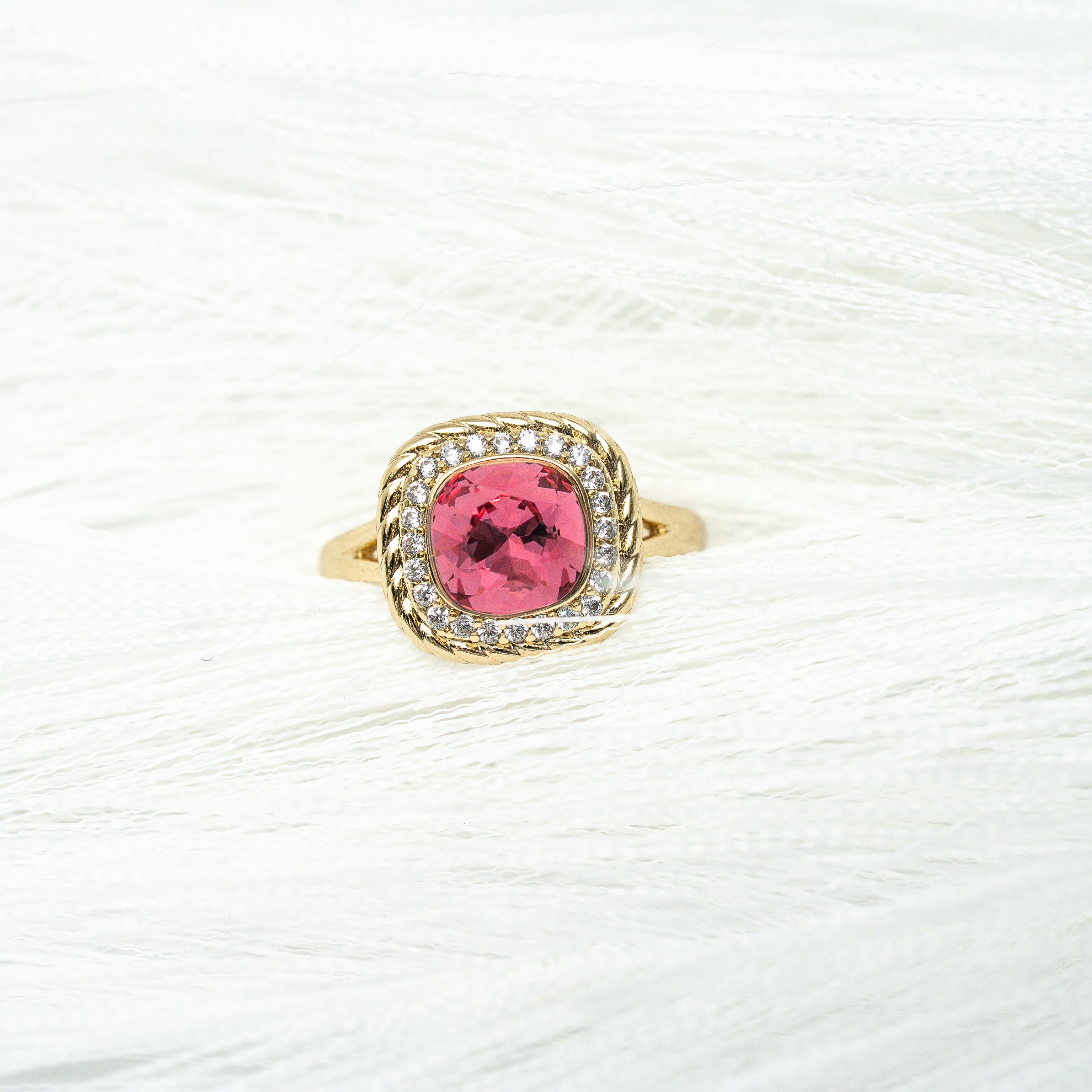 Harma Jewelry I Am Unshakable PINK Crystal Ring - self-care pink 18K gold plated rings for women
