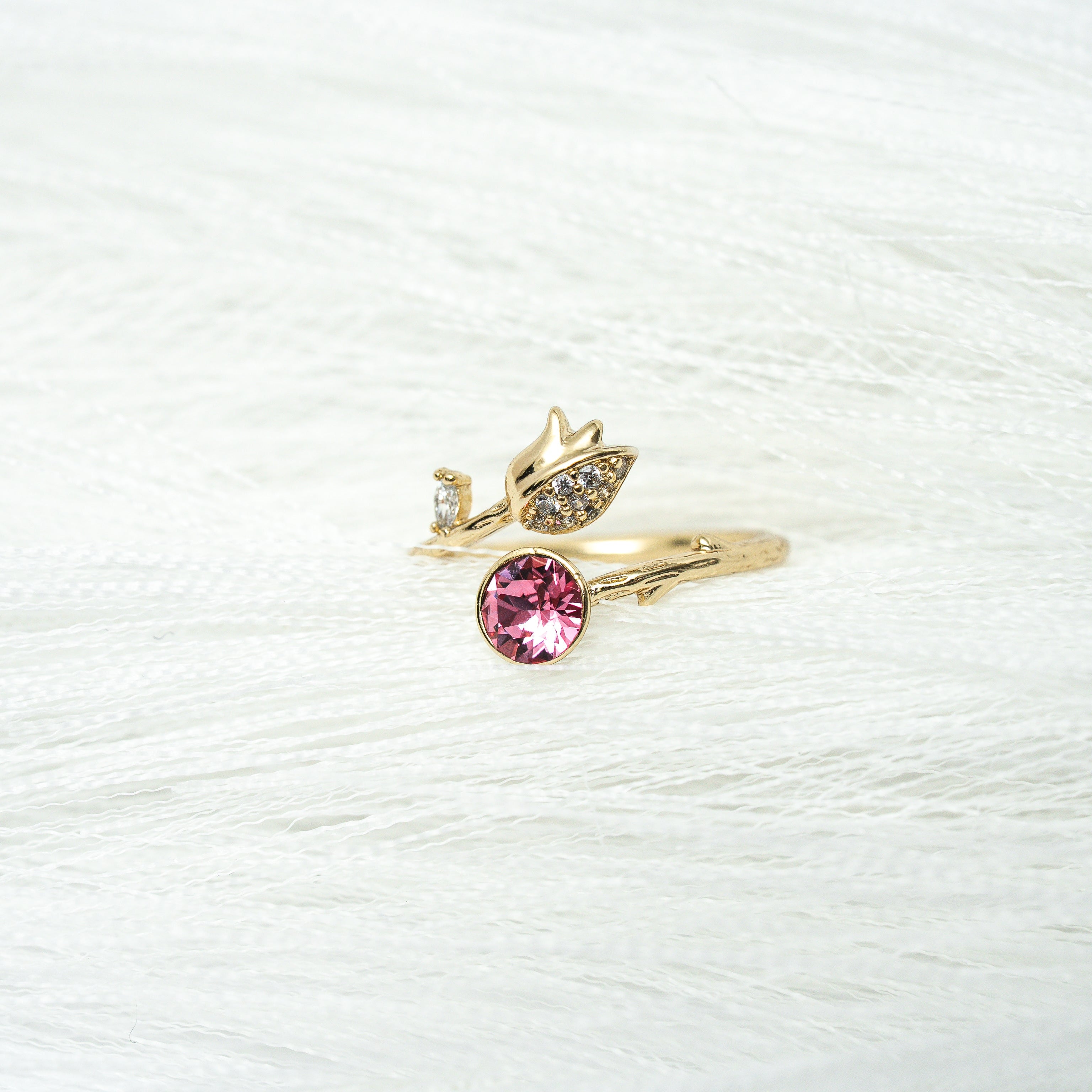 Harma Jewelry I Am Growing Again Tulip Crystal Ring - everyday minimalist 18K gold plated rings for women