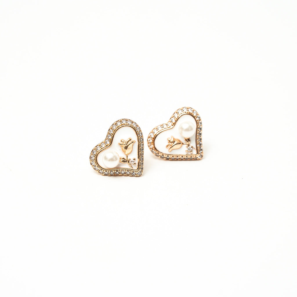 Sweetheart Pearl Bloom Stud Earrings