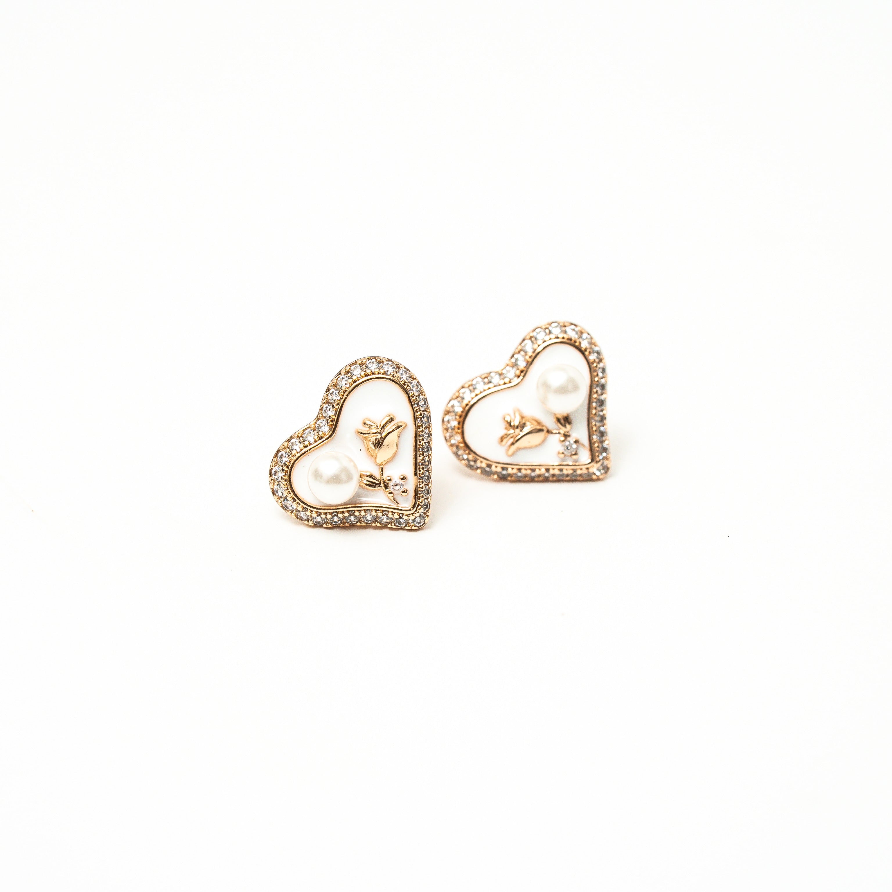 Sweetheart Pearl Bloom Stud Earrings