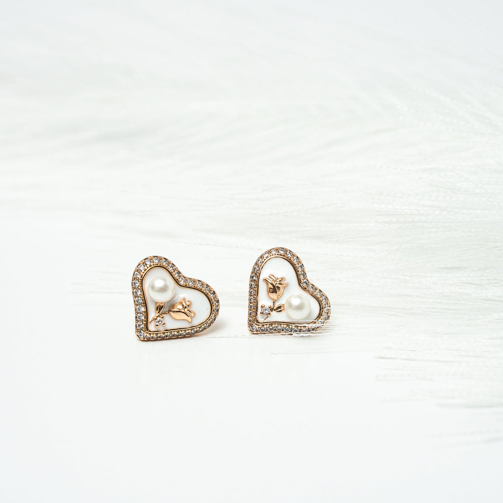Sweetheart Pearl Bloom Stud Earrings