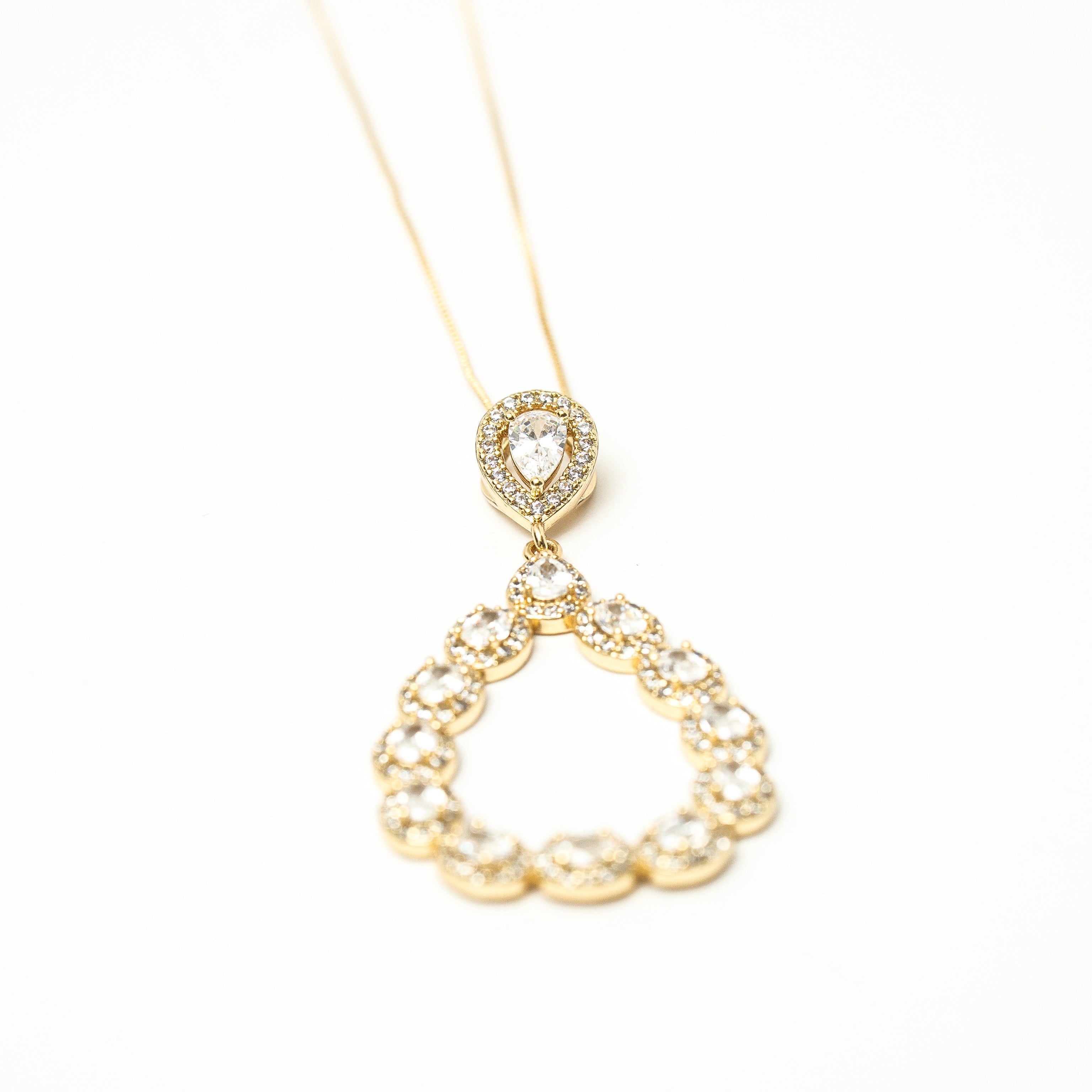 Harma Jewelry I Shine Bright Zirconia Drop Necklace - everyday minimalist 18K gold plated earrings for women