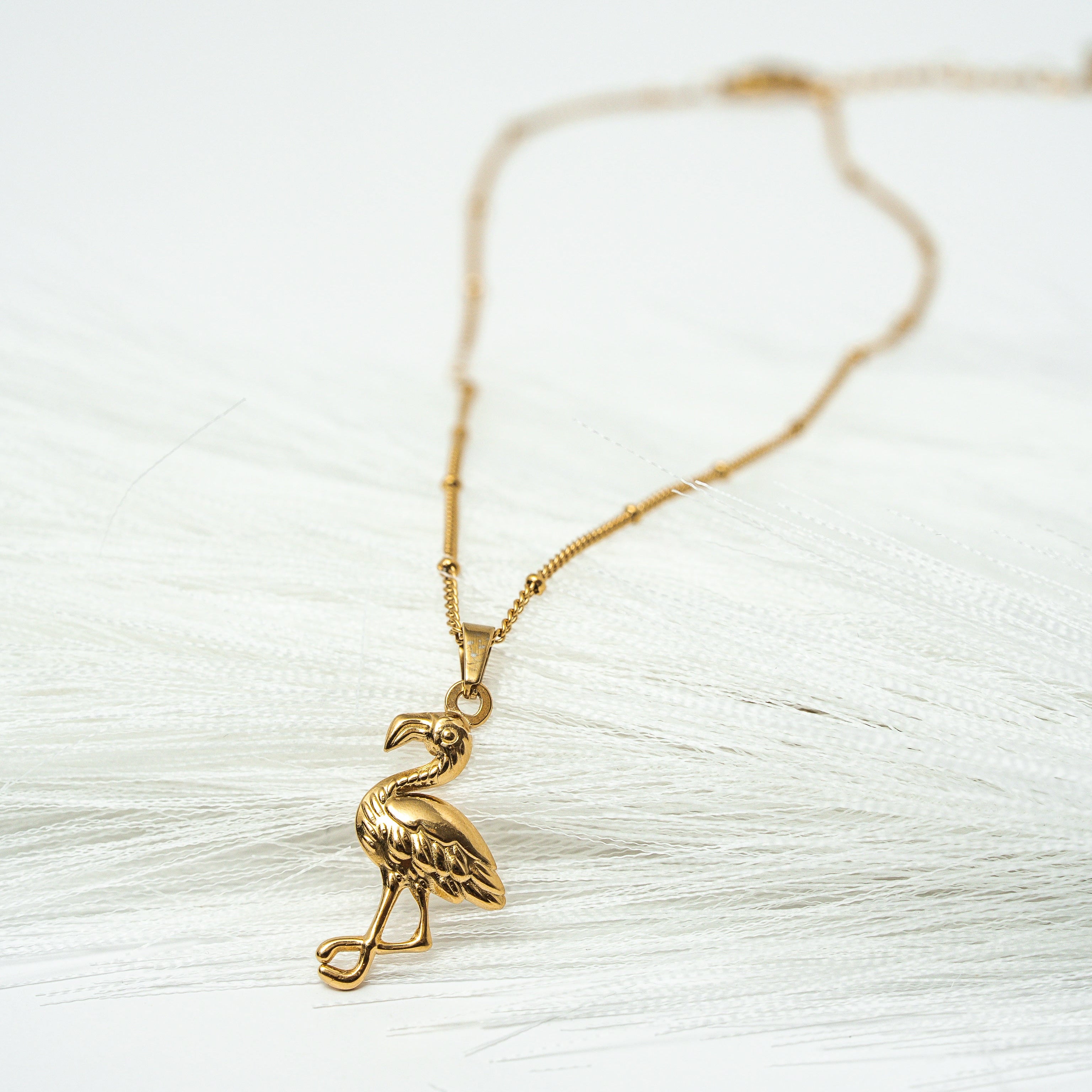 The Gentle Return Golden Flamingo Necklace - HARMA