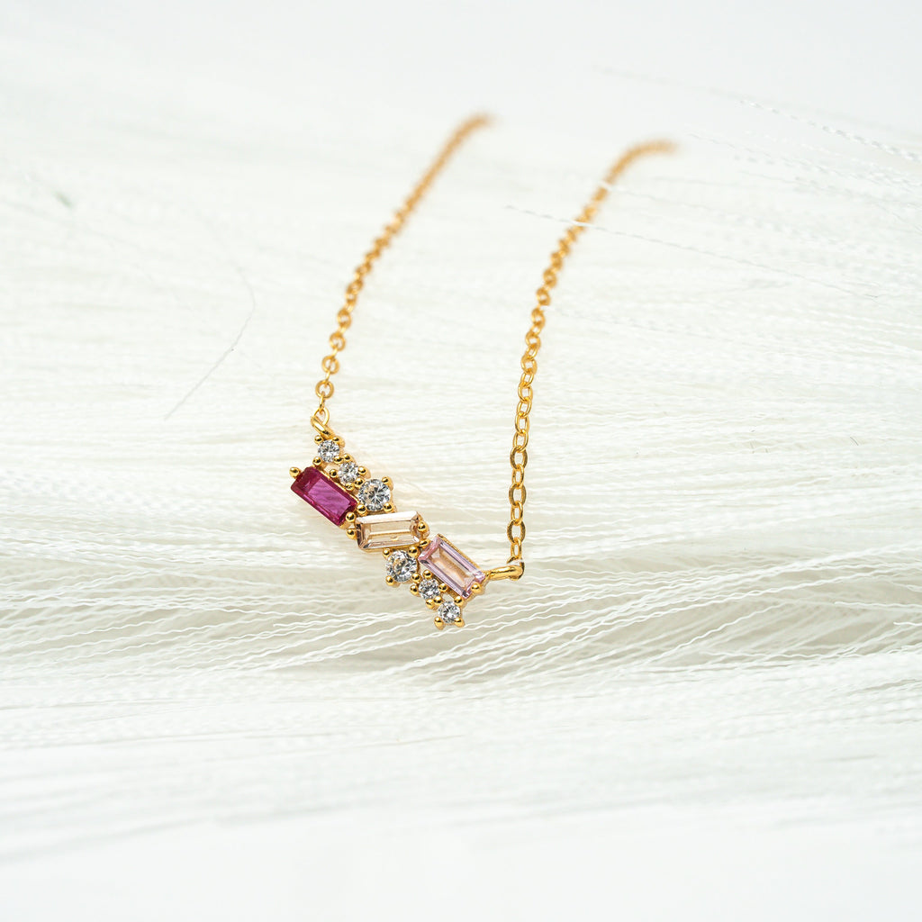 Harma Jewelry Whispers of PINK Sterling Silver Necklace - self-care pink 18K gold plated necklace for women