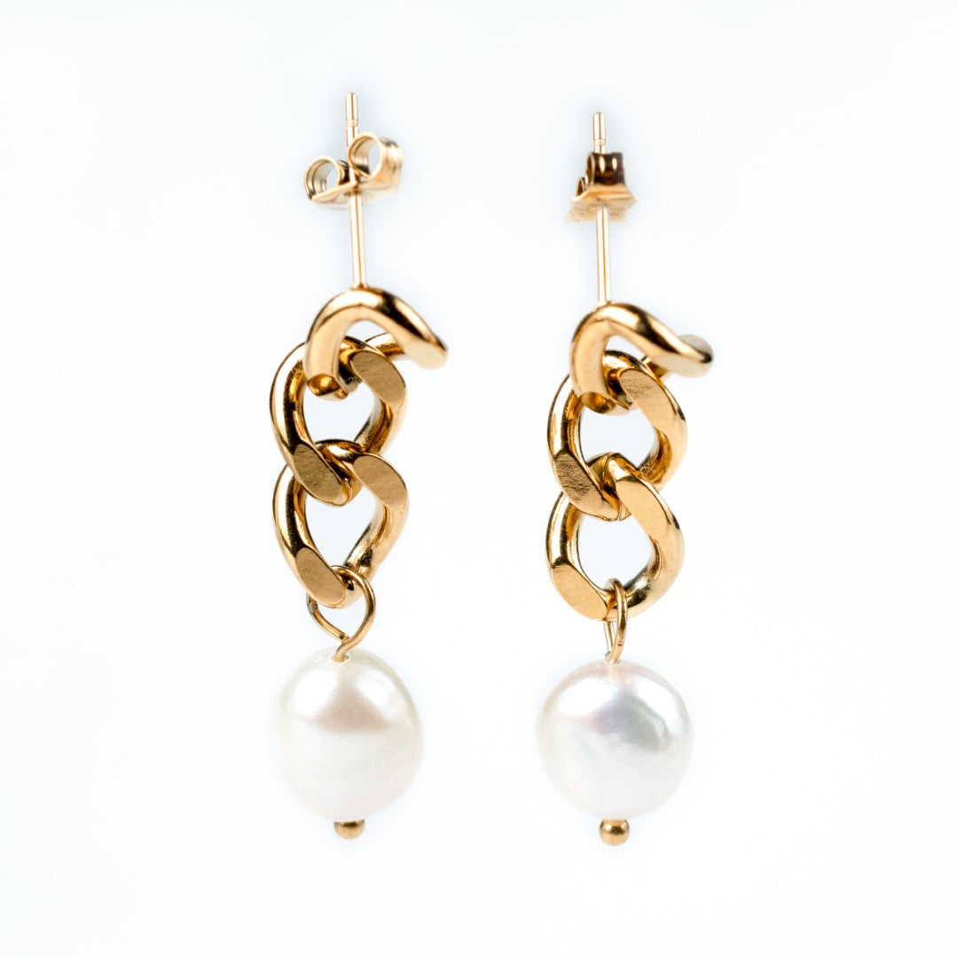 harma jewelry 24k gold plated Curb Chain Link Stud Earrings