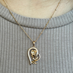 Harma Jewelry 18k gold plated Enchanted Heart and Rose Necklace
