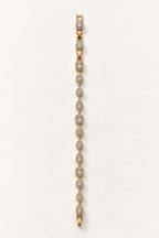 A delicate yellow gold tennis bracelet featuring pavé-set round and marquise-cut diamonds, arranged in a vertical line against a clean, off-white background. Fall Constellation Zirconia Bracelet 18k gold plated Harma jewelry