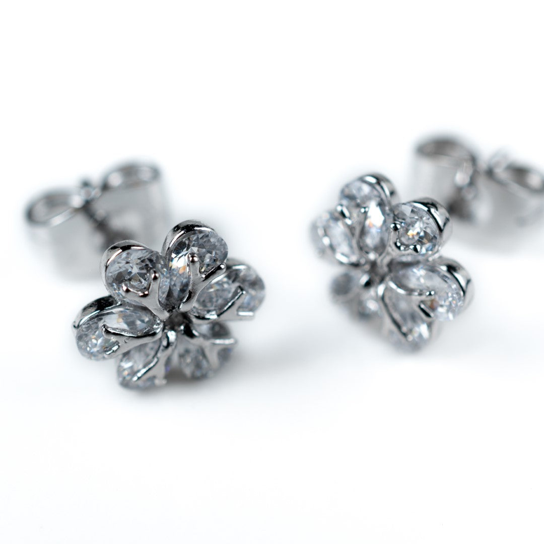 Harma Girls Flower Blossom Zirconia Stud Earrings