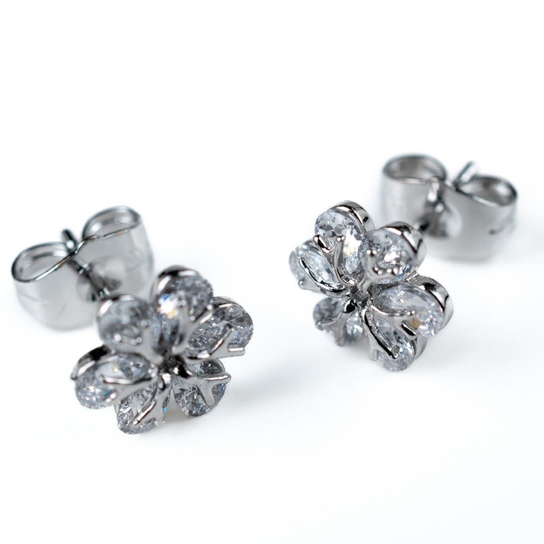 Harma Girls Flower Blossom Zirconia Stud Earrings