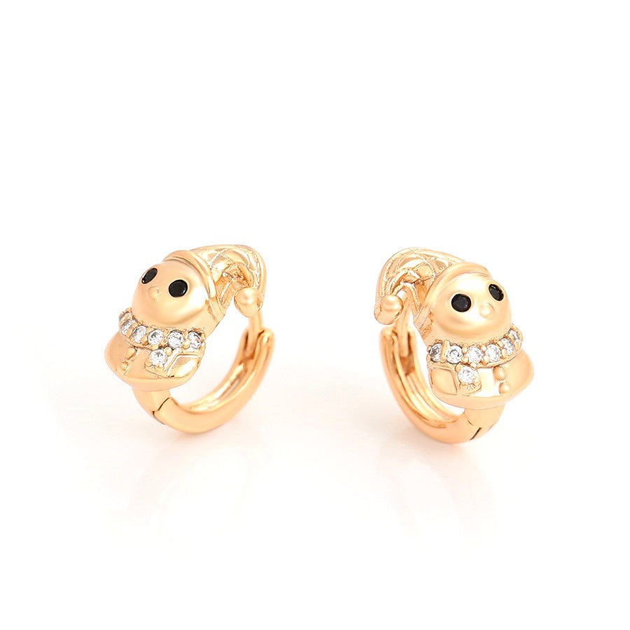 Harma Girls 18k gold plated Cuddly Snowman Hoop Earrings