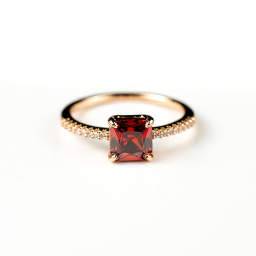Harma Jewelry Aspiring Ruby Princess Cut Ring - faith-inspired 18K gold plated rings for women