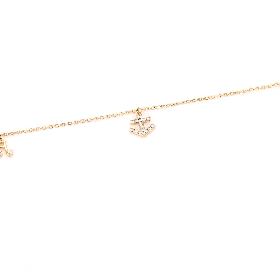 Harma Jewelry Adventure Awaits Gold Tone Charm Anklet - new beginnings pearl 18K gold plated anklets for women