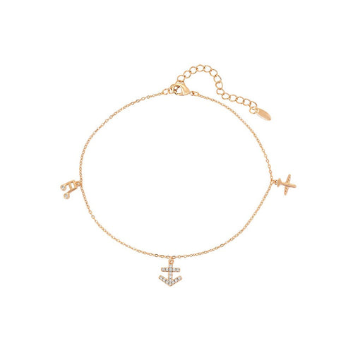 Harma Jewelry Adventure Awaits Gold Tone Charm Anklet - new beginnings pearl 18K gold plated anklets for women