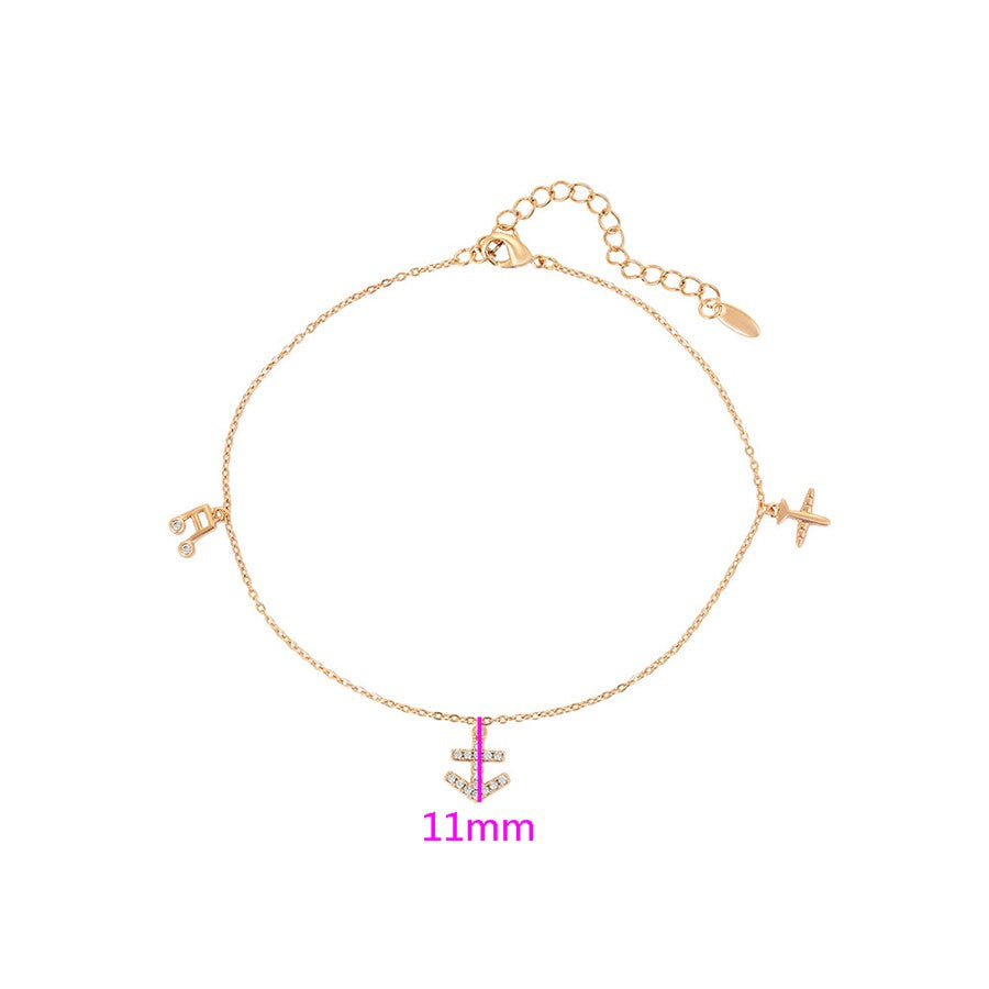 Harma Jewelry Adventure Awaits Gold Tone Charm Anklet - new beginnings pearl 18K gold plated anklets for women