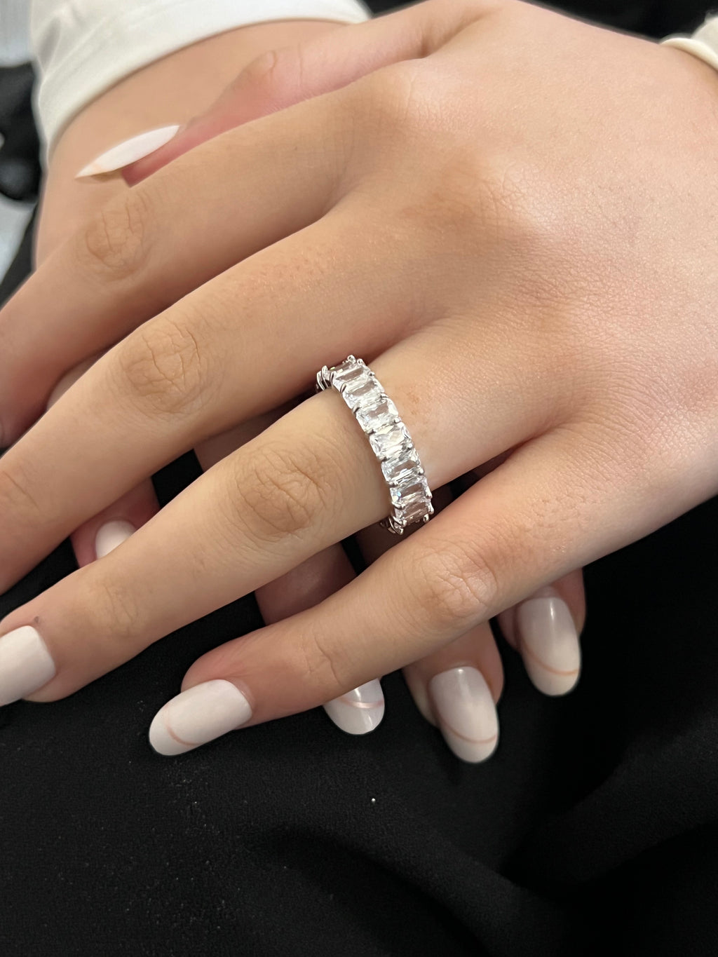 Harma Jewelry Dazzling Baguette Eternity Band - faith-inspired 18K gold plated rings for women