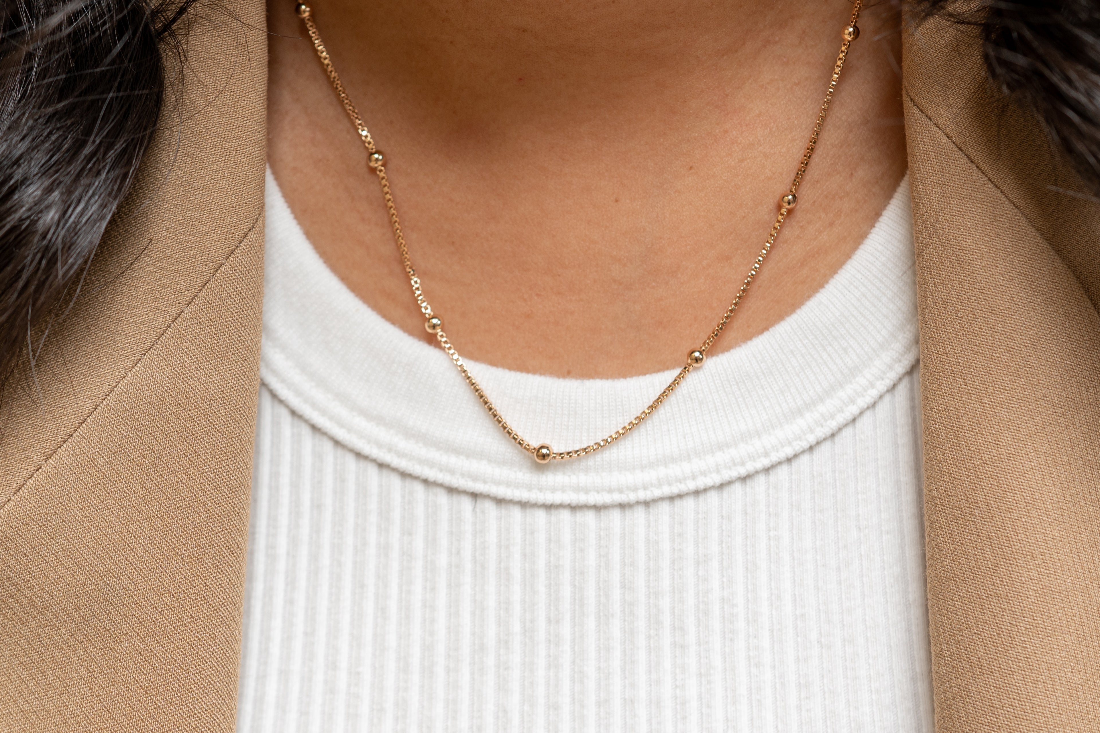 Harma Essentials 18k gold plated Satellite Bead Box Chain Necklace