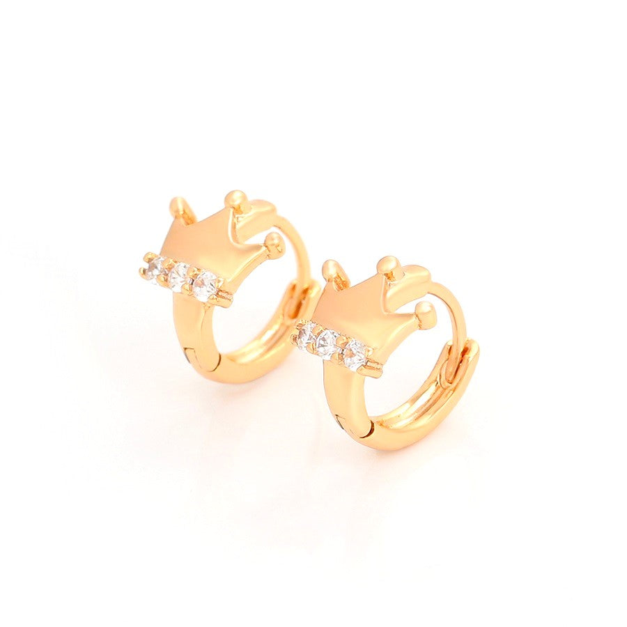 Harma Jewelry Harma Girls Own your Crown Hoop Earrings - everyday minimalist 18K gold plated earrings for women