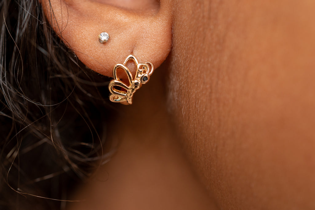 Harma Girls 18k gold plated Flying Butterfly Hoop Earrings