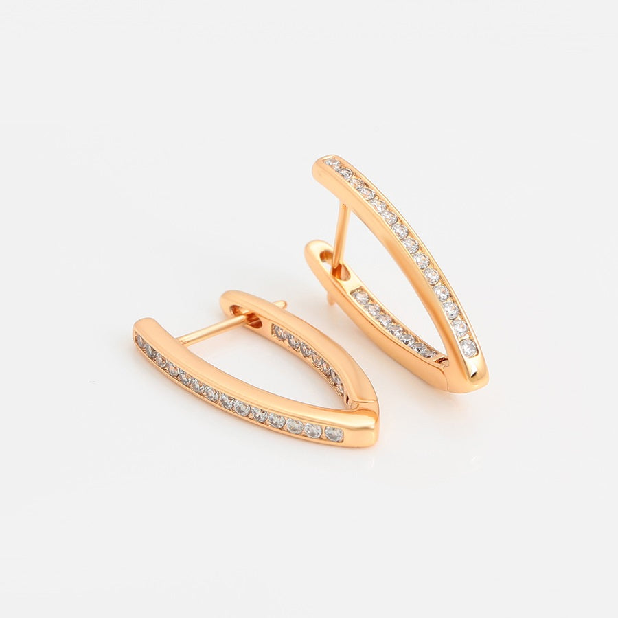 Harma Jewelry Inside Out Gold V-Huggie Earrings - everyday minimalist 18K gold plated earrings for women