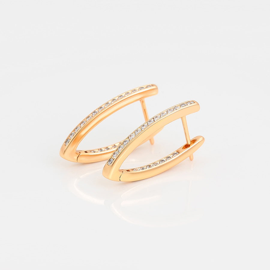 Harma jewelry 18k gold plated Inside Out Gold V-Huggie Earrings
