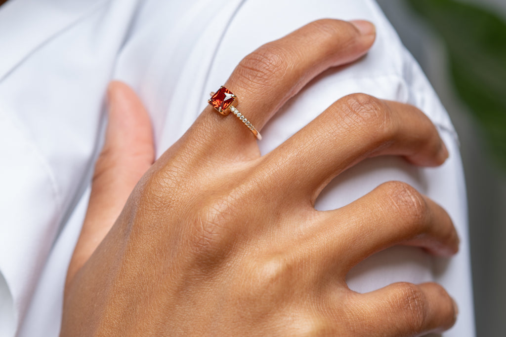 Harma jewelry 18k gold plated Aspiring Ruby Princess Cut Ring