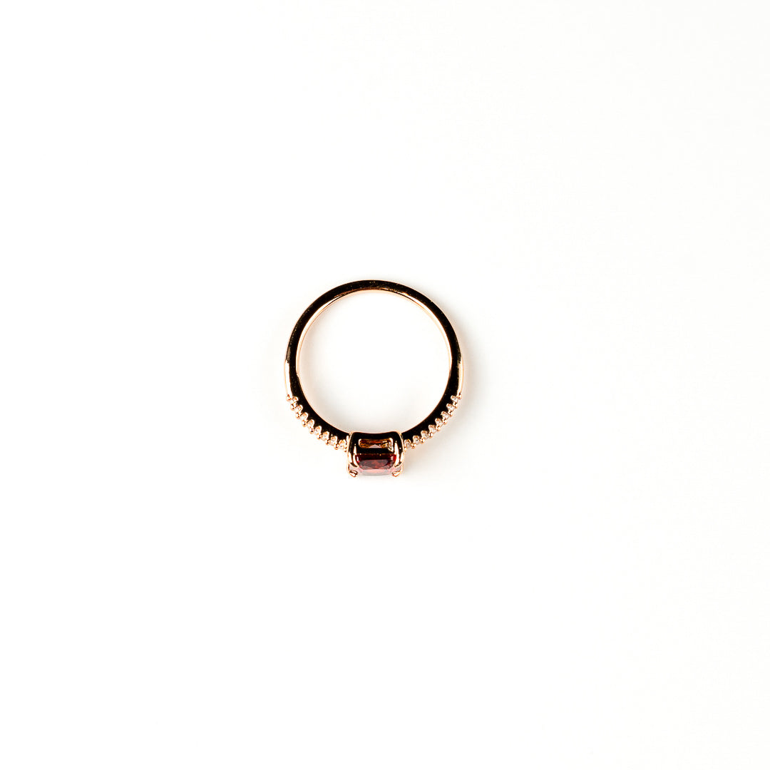 Harma jewelry 18k gold plated Aspiring Ruby Princess Cut Ring