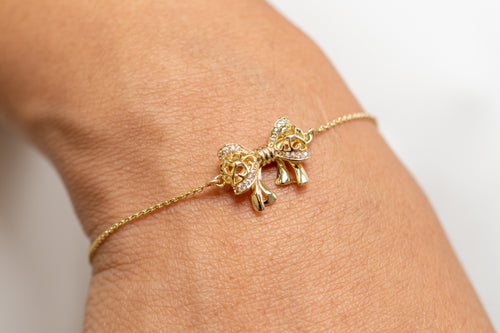 Harma Jewelry Charming Bow Chain Bracelet - new beginnings pearl 18K gold plated bracelet for women