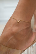 Harma Jewelry Minimal Gold Tone Chevron Anklet - bold statement black 18K gold plated anklets for women