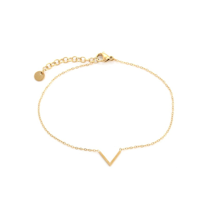 Harma Jewelry Minimal Gold Tone Chevron Anklet - bold statement black 18K gold plated anklets for women